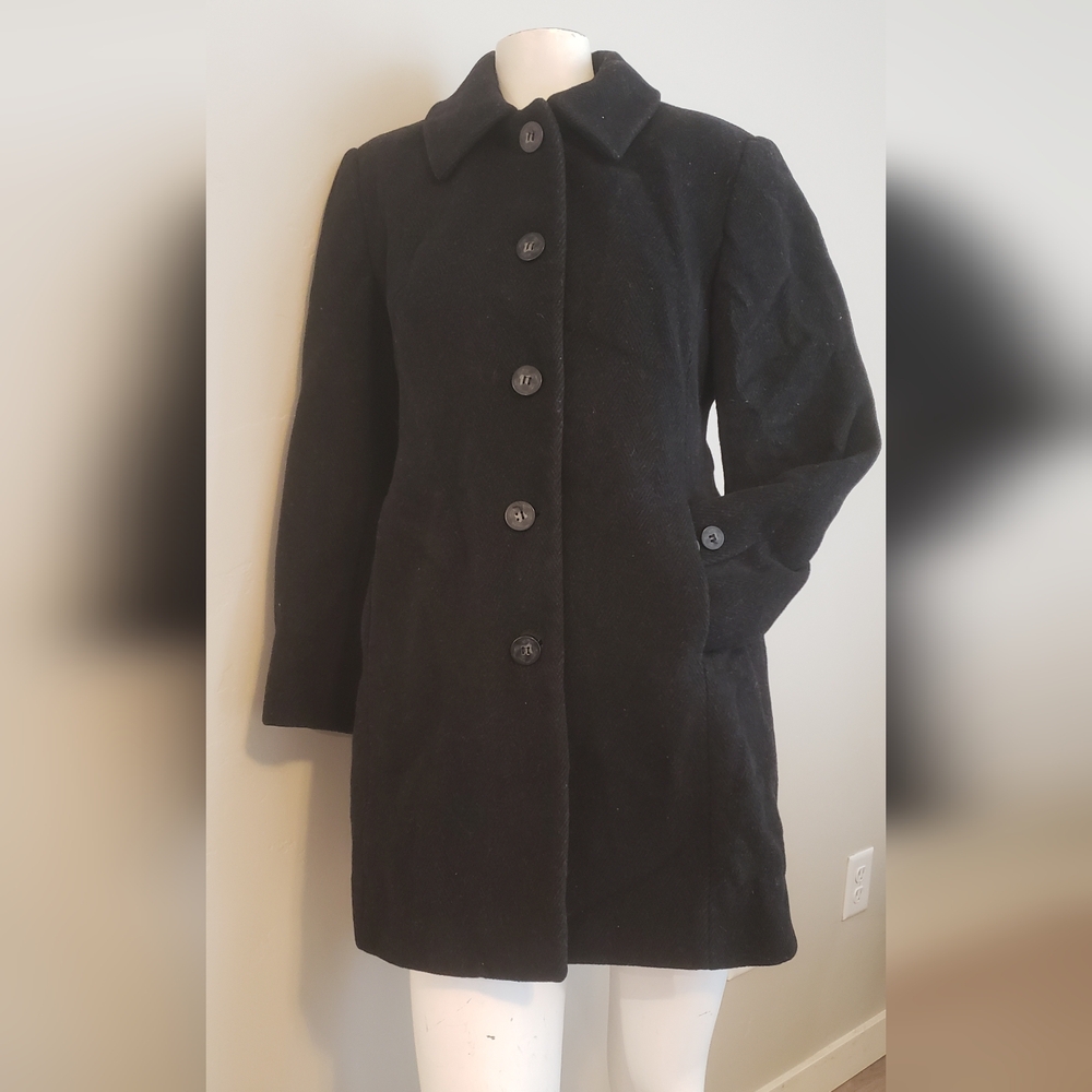 Jones New York Black/Charcoal Wool/Cashmere Blend Button Up Size 10P